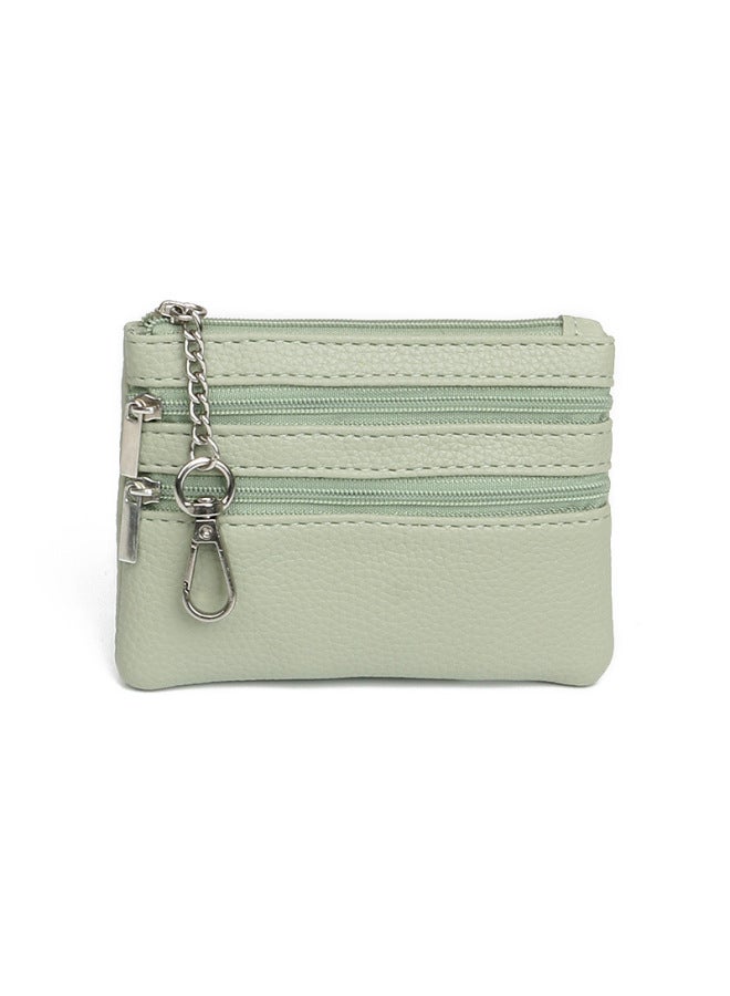 Fashion Key Bag Zipper Bag Women's Small Card Bag Pendant Mini Coin Purse Coin Bag Short Small Wallet-Color:Fantasy Green - Image 1
