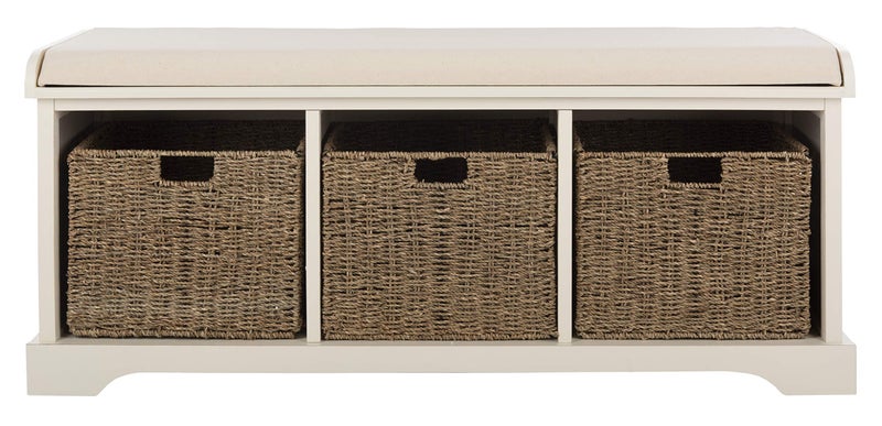 Safavieh SAFAVIEH American Homes Collection Lonan Grey and White Wicker Storage Bench