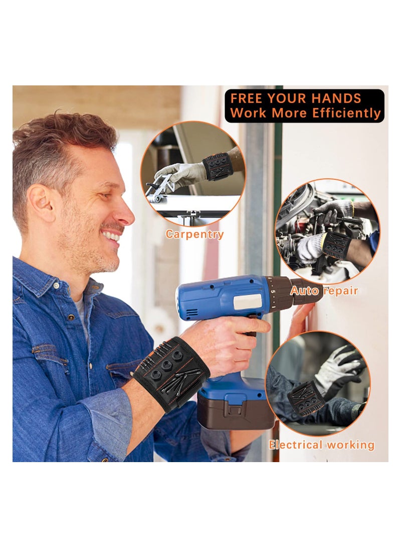 Magnetic Wristband with 15 Strong Magnets for Holding Screws, Nails, Drill Bits,  Tool Gift for Dad, Husband, Handyman - Image 4