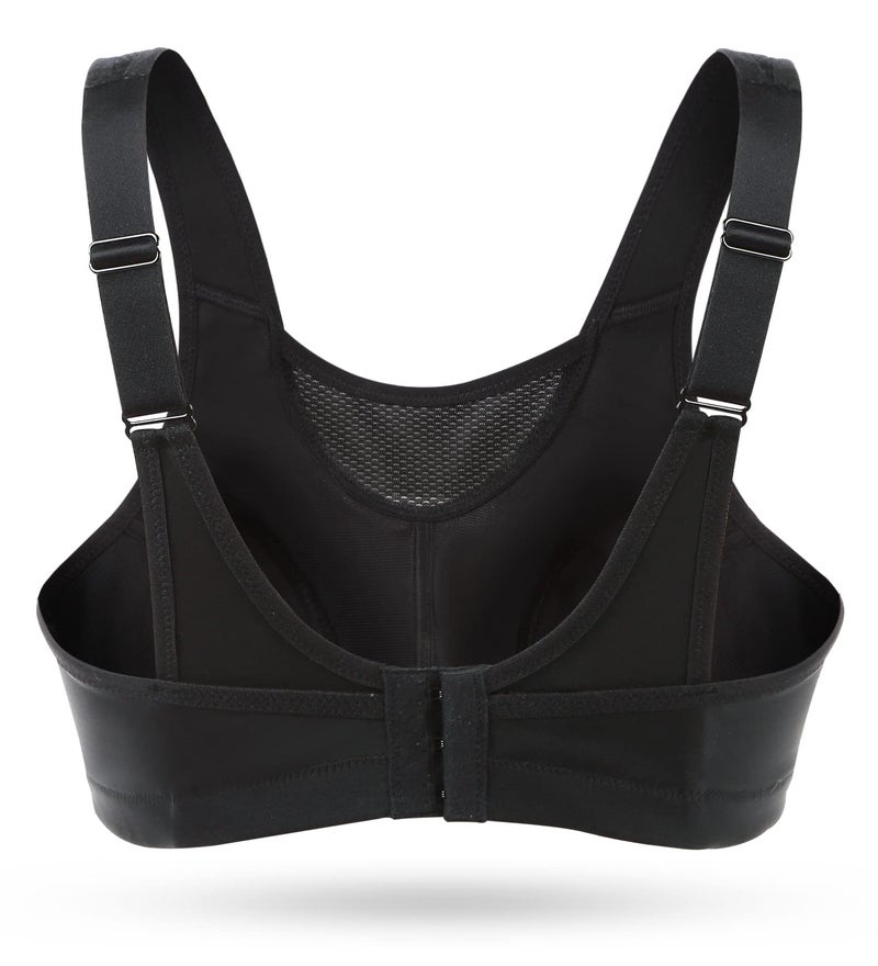 Wingslove Women's Full Coverage High Impact Wirefree Workout Non Padded Sports Bra Bounce Control (Black,38DDD) - Image 3