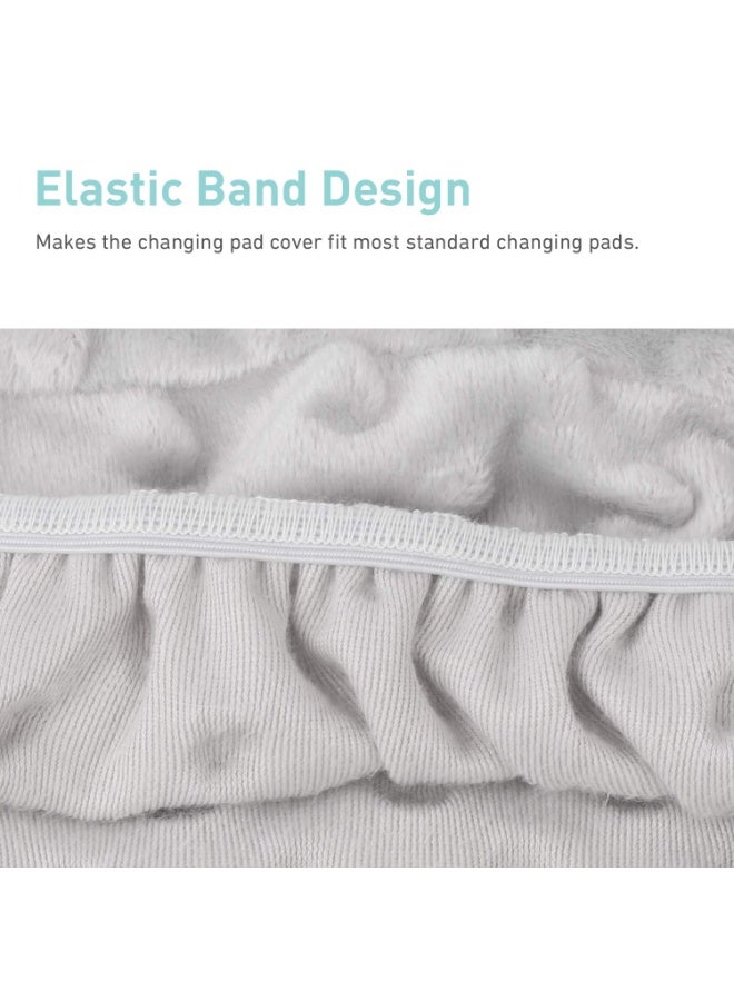 Babebay Babebay Changing Pad Cover - Ultra Soft Minky Dots Plush Changing Table Covers Breathable Changing Table Sheets Wipeable Changing Pad Covers Suit for Baby Boys and Girls (Lt Grey & Navy Blue)  - Image 4