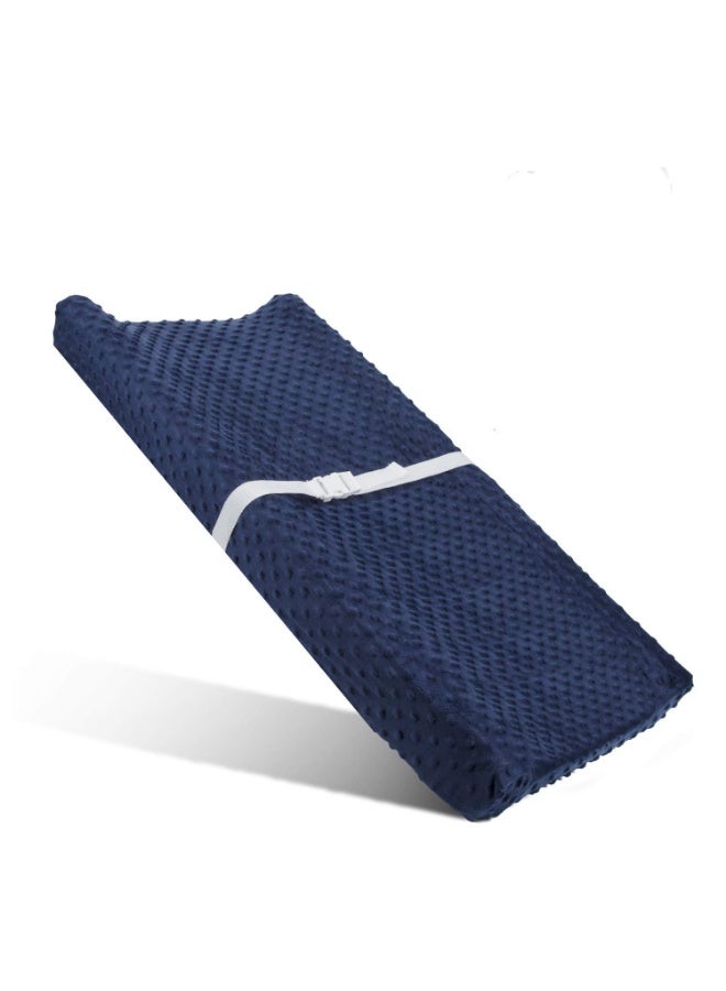 Babebay Babebay Changing Pad Cover - Ultra Soft Minky Dots Plush Changing Table Covers Breathable Changing Table Sheets Wipeable Changing Pad Covers Suit for Baby Boys and Girls (Lt Grey & Navy Blue)  - Image 2