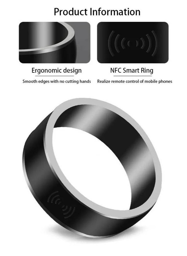 NFC Smart Ring Electronic Bluetooth Ring Solar Ring Multifunctional IC/ID Rewritable Analog Access Card Tag Key Ip68 Waterproof (Size 9)  - Image 2