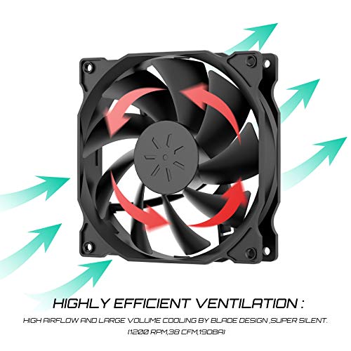 uphere 3-Pack Long Life Computer Case Fan 120mm Cooling Case Fan for Computer Cases Cooling,12BK3-3 - Image 3