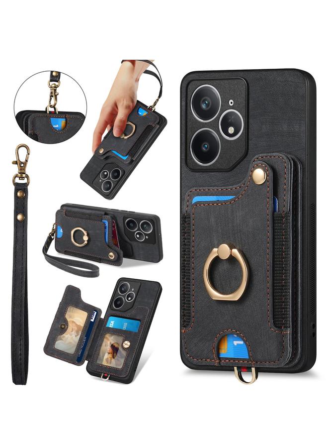 S-TOP Case For Realme Neo7 Retro Skin-feel Ring Multi-card Wallet Phone Case - Image 1