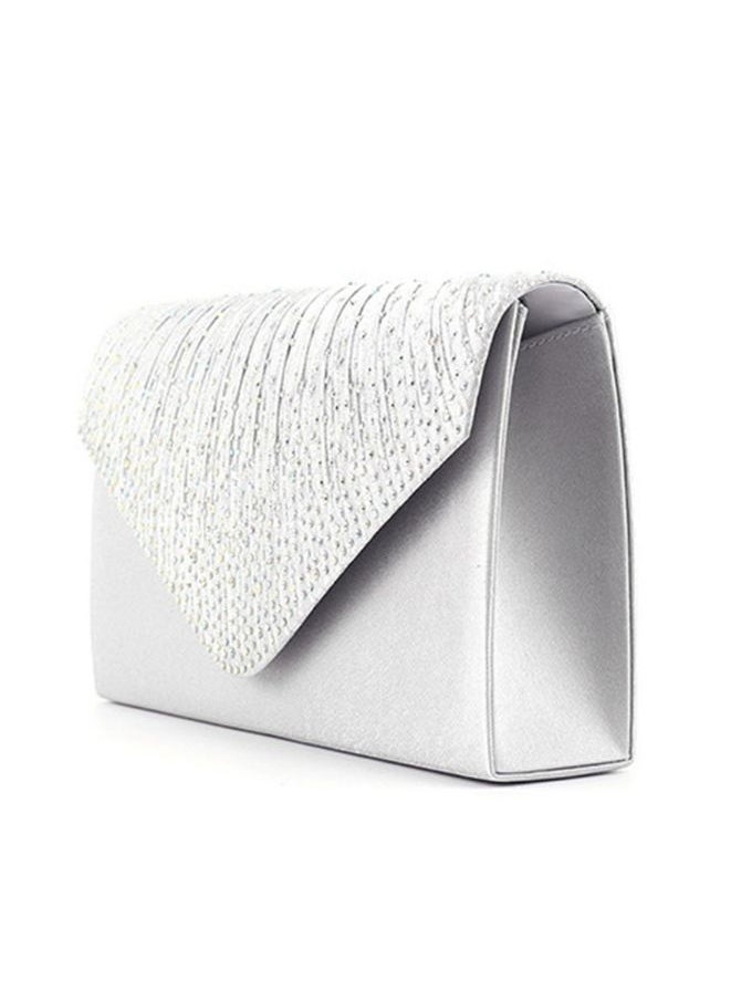 Generic - Dazzling Women Diamante Envelope Clutch | Evening Handbag Purse | Silver - Image 1