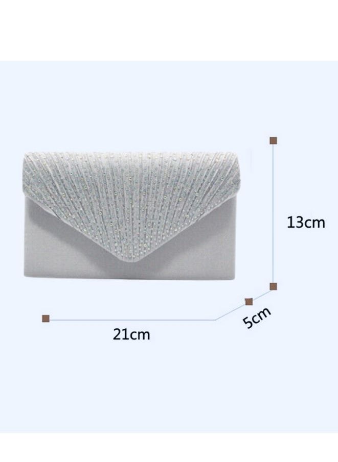 Generic - Dazzling Women Diamante Envelope Clutch | Evening Handbag Purse | Silver - Image 1