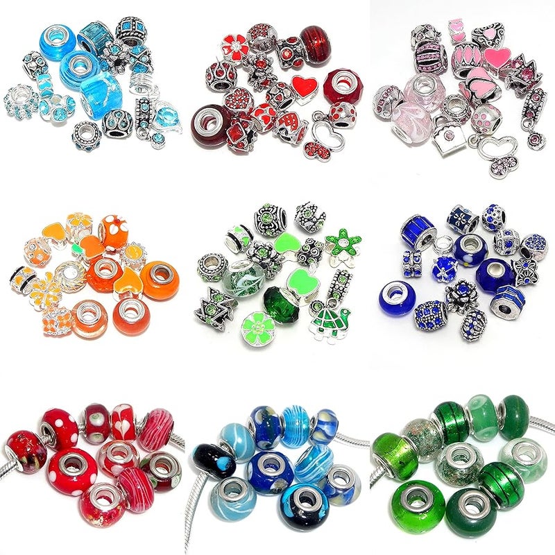 آيسروز Surprise Charms set of 50 Beards Silver Stater Charms Fits PANDORA Jewelry for European Snake Chain Bracelets, Alloy - Image 2
