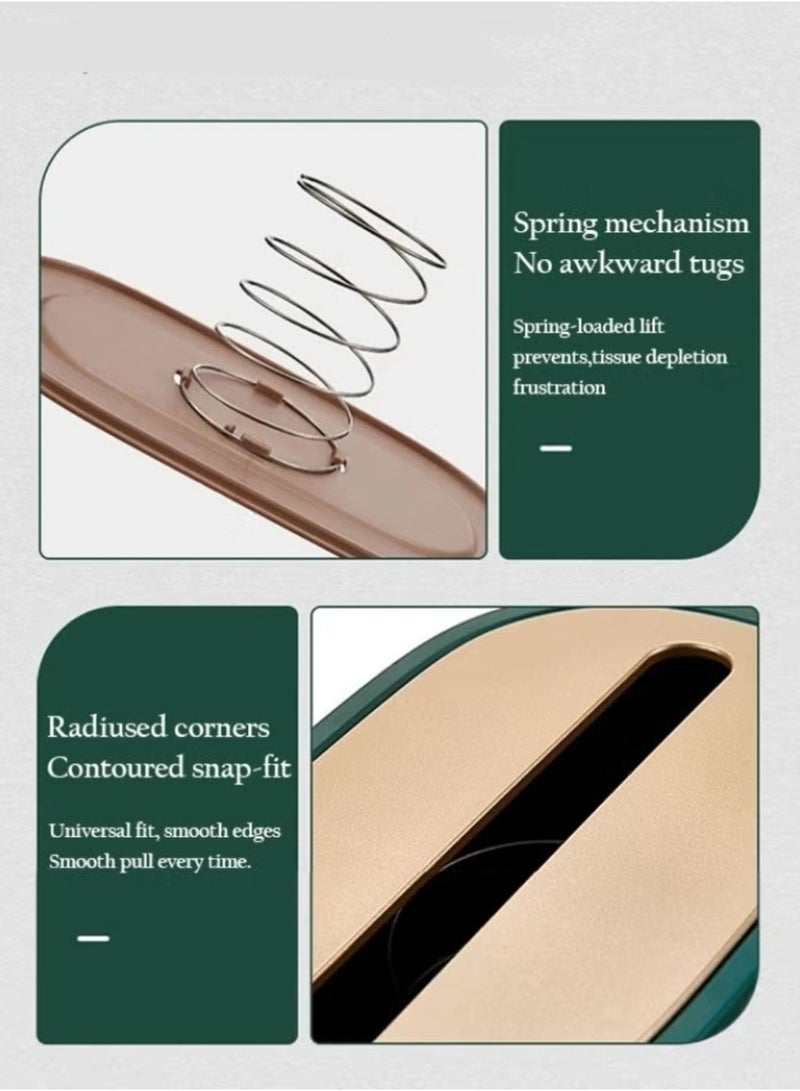 Tissue Cover Rectangle Tissue Box Cover with spring lift Holder Tissue Dispenser for Home Bathroom Bedroom Dresser - Image 4