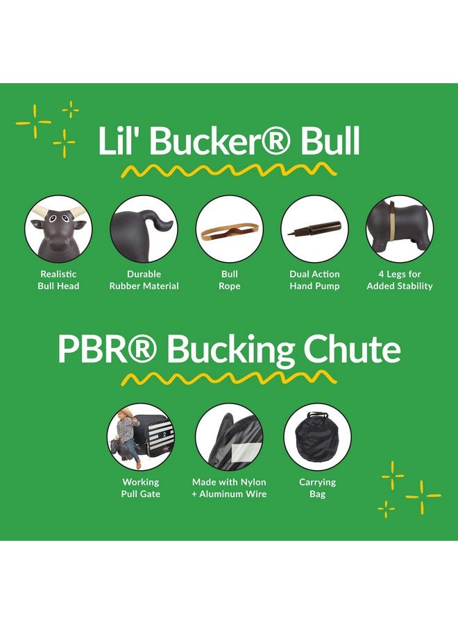 Lil’ Bucker Bull & Pbr Bucking Chute Kids Toys Set Rodeo Ride On Toys For 18 Months To 3+ Years Inflatable Bouncy Animals For Toddlers With Pump