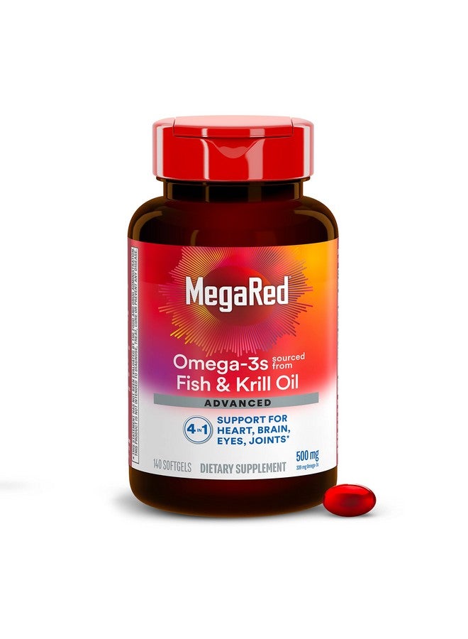Megared Omega 3 Fish Oil Supplement + Krill Oil 500Mg Megared Advanced 4In1 Epa & Dha Omega 3 Fatty Acid Softgels (140Cnt Bottle) Phospholipids Supports Brain Eye Joint & Heart Health - Image 2