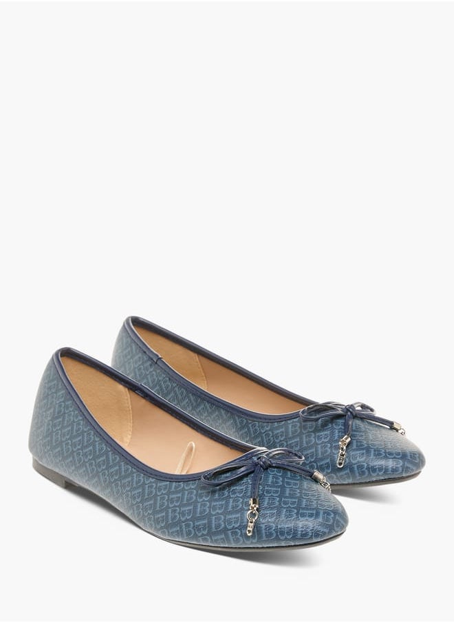 Flora Bella By Shoexpress Women Printed Slip-On Ballerina Shoes with Bow Detail  - Image 1