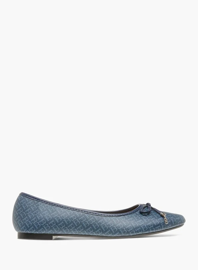 Flora Bella By Shoexpress Women Printed Slip-On Ballerina Shoes with Bow Detail