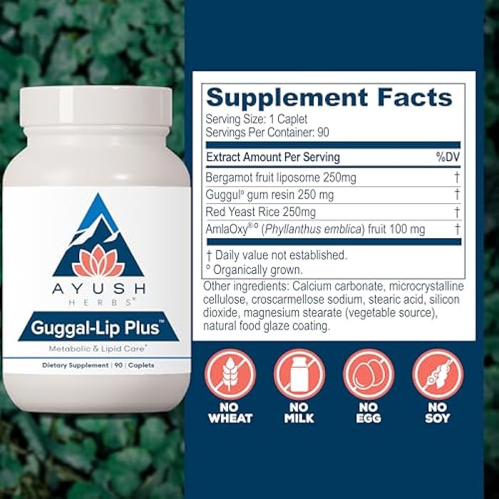 Ayush Herbs Guggal-Lip Plus - Metabolic Vitamins for Women & Men, Daily Pill, Pure & Natural Metabolic Health Supplement with Guggul - 90 Servings - Image 3