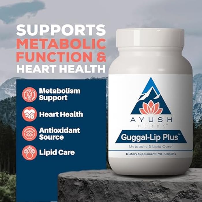 Ayush Herbs Guggal-Lip Plus - Metabolic Vitamins for Women & Men, Daily Pill, Pure & Natural Metabolic Health Supplement with Guggul - 90 Servings - Image 2
