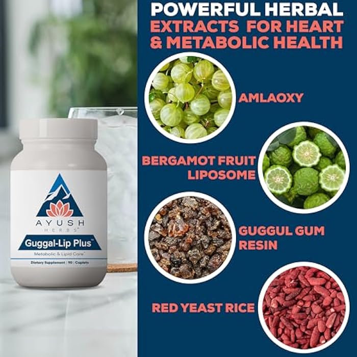 Ayush Herbs Guggal-Lip Plus - Metabolic Vitamins for Women & Men, Daily Pill, Pure & Natural Metabolic Health Supplement with Guggul - 90 Servings - Image 4
