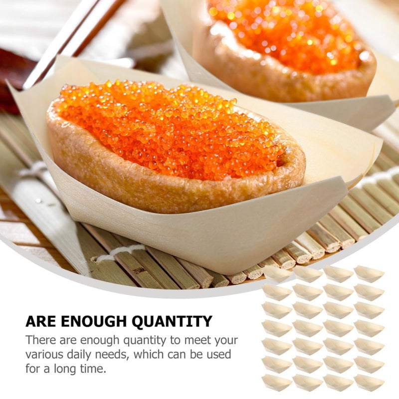 Pine Wood Disposable Sushi Boat Plates 8 5cm X 6cm Food Grade 250pcs Bulk Set For Parties Catering - Image 4