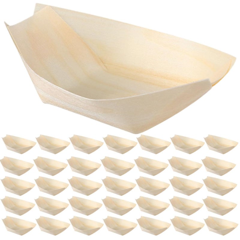 Pine Wood Disposable Sushi Boat Plates 8 5cm X 6cm Food Grade 250pcs Bulk Set For Parties Catering - Image 2