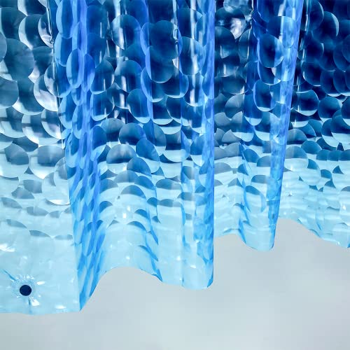 Ga-Geetopia EVA 3D Blue Pearl Water Cube Plastic Shower Curtain Liner - Premium Light Weight 72" x 72" Blue Bathroom Shower Showroom Curtain Liner with Rustproof Metal Gromments and Weighted Magnet - Image 1