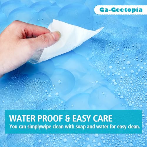 Ga-Geetopia EVA 3D Blue Pearl Water Cube Plastic Shower Curtain Liner - Premium Light Weight 72" x 72" Blue Bathroom Shower Showroom Curtain Liner with Rustproof Metal Gromments and Weighted Magnet - Image 4