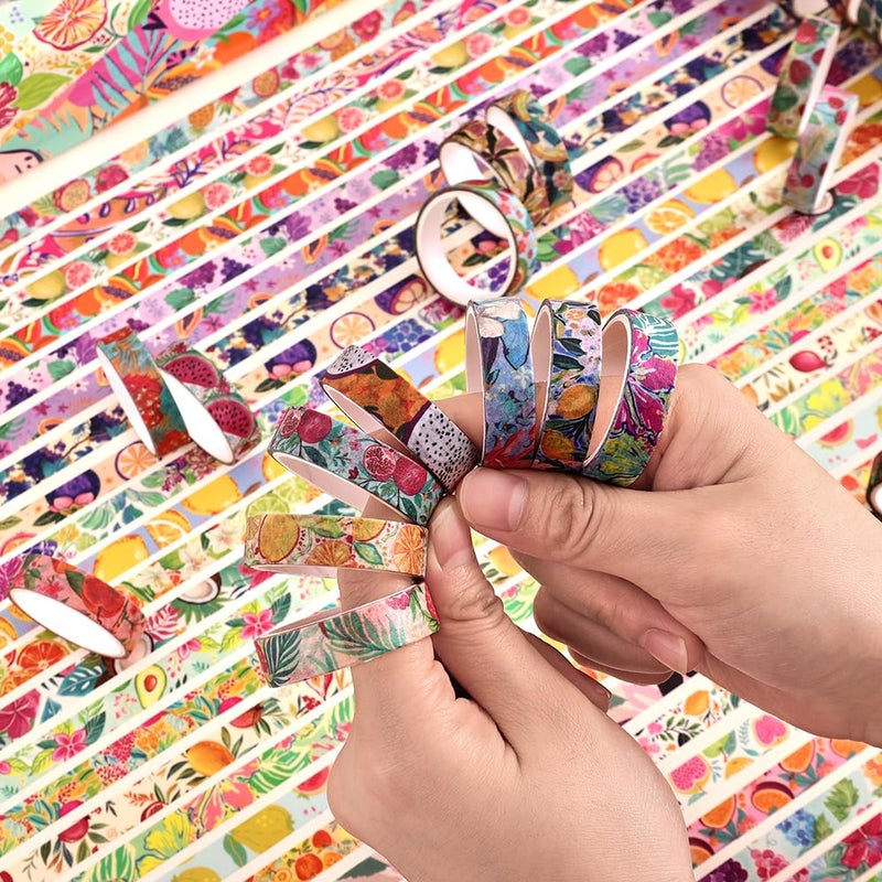 icceemee 48 Rolls Fruit Theme Washi Tape Set, Writable Decorative Tapes for Scrapbooking, Junk Journal Supplies, Bullet Journaling, 0.39"x79" per Roll - Image 5