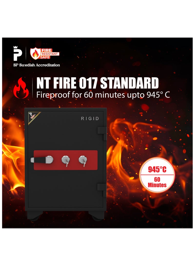 RIGID Fire Resistant Steel Safe with Dual Key Lock, 100Kg  - Image 2