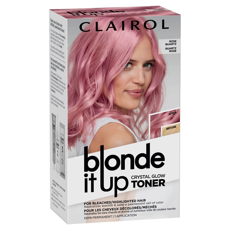 Clairol Blonde It Up Crystal Glow Toners Demi-Permanent Hair Dye, Rose Quartz Hair Color, Pack of 1 - Image 1