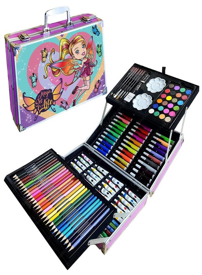 KARP 145 Pcs FA iry Design Children Deluxe Art Drawing Set for Kids Case Studio Art and Craft Supplies Drawing and Painting Set Great Gift (Pink) - Image 1