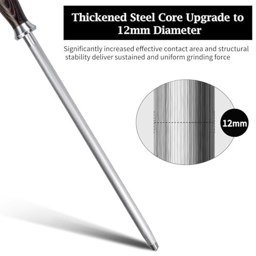 HOSHANHO Honing Rod,12 Inch Professional Kitchen Knife Sharpener Rod, Japanese High Carbon Knife Sharpening Steel with Ergonomic Pakkawood Handle, Ideal for All Chef Knives - Image 3