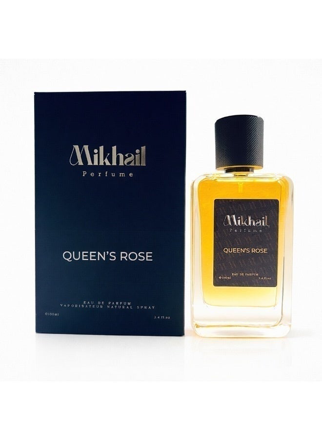 MIKHAIL Queen’s Rose by Mikhail | EDP| 100ML| Women – Luxurious Rose Floral Fragrance with Fruity Notes & Warm Musk Base, Long-Lasting Elegant Perfume - Image 1
