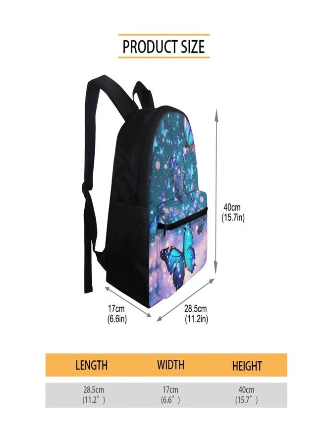 Dreaweet Girls Backpack with Lunch Box Blue Butterfly Bookbag with Lunchbox and Water Bottle Pocket & Pencil Case Kids School Bag Set 5th Grade Book Bag Lunch Bag Combo 4 in 1 - Image 2