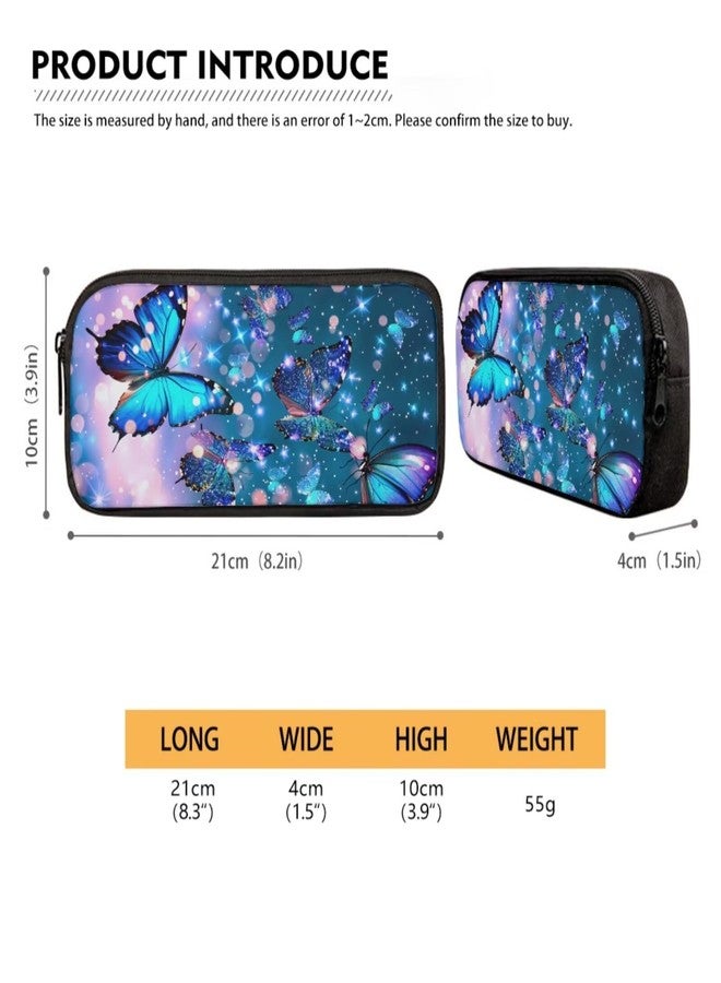 Dreaweet Girls Backpack with Lunch Box Blue Butterfly Bookbag with Lunchbox and Water Bottle Pocket & Pencil Case Kids School Bag Set 5th Grade Book Bag Lunch Bag Combo 4 in 1 - Image 5