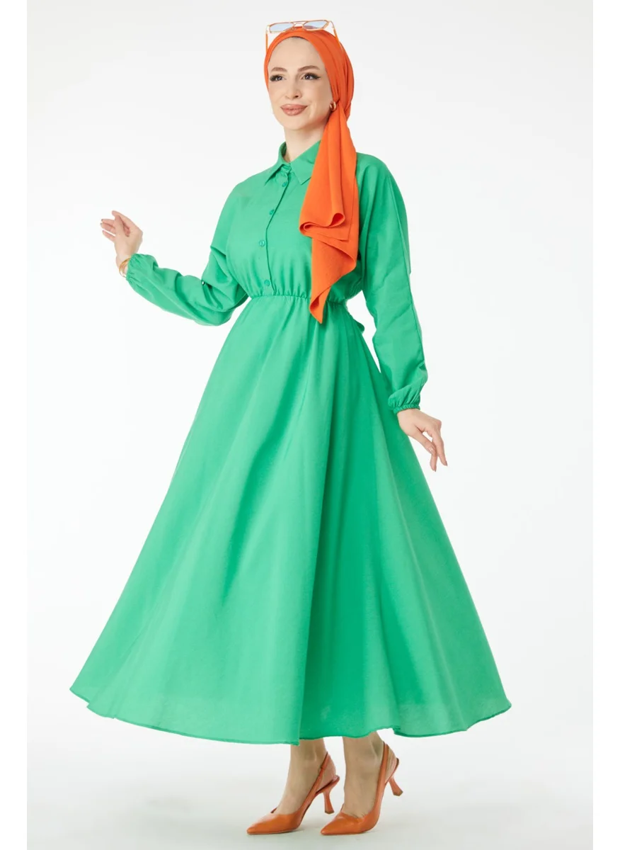 Tofisa 24526-GREEN Elastic Waist Dress