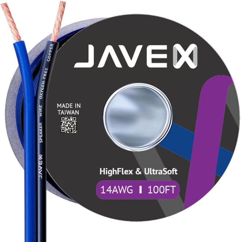 JAVEX 14-Gauge Speaker Wire - 100FT Oxygen-Free Copper Cable for Hi-Fi Systems - Image 1