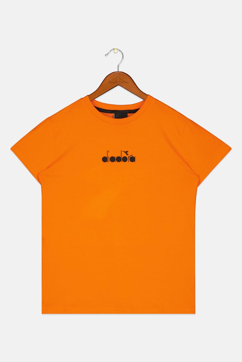 DIADORA Kids Girl Cap Sleeve Brand Logo Tops, Orange Combo - Image 1