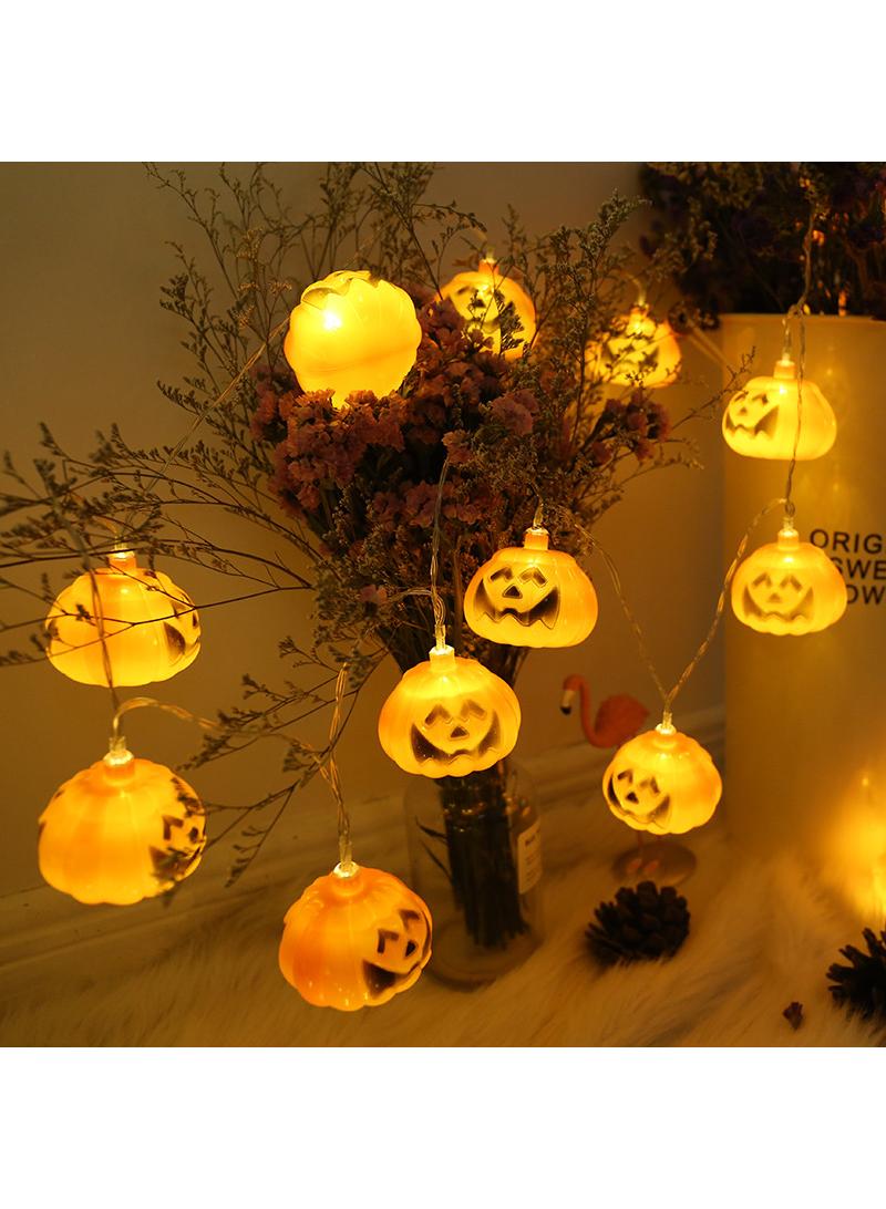 LED pumpkin light, skull head light string, party decoration light, 5 meters, 20 lights, battery powered