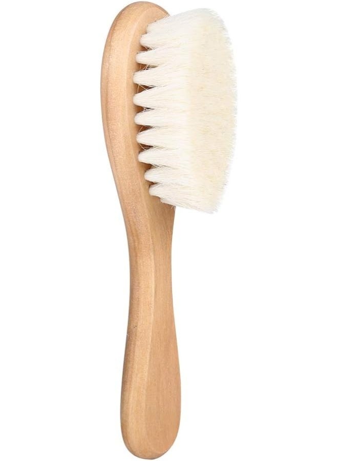 Zerodis Baby Head Brush, Kids Soft Natural Goat Hair Comb Wood Bristles Infant Massage Scrub Tool Newborn Shower Registry Gift for Cradle Cap - Image 1