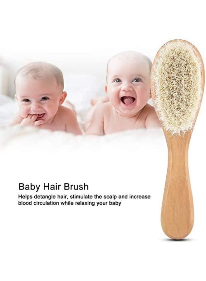 Zerodis Baby Head Brush, Kids Soft Natural Goat Hair Comb Wood Bristles Infant Massage Scrub Tool Newborn Shower Registry Gift for Cradle Cap - Image 2