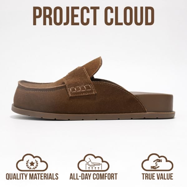 Project Cloud Genuine Leather Womens Clog - Memory Foam Arch Support Non-Slip Sole Mules & Clogs for Women Footwear - Platform Winter Shoes (Foamy, CHOCSUEDE, 8.5) - Image 3