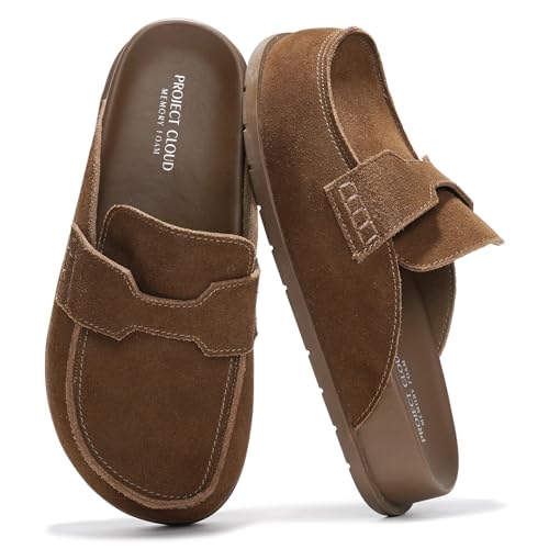 Project Cloud Genuine Leather Womens Clog - Memory Foam Arch Support Non-Slip Sole Mules & Clogs for Women Footwear - Platform Winter Shoes (Foamy, CHOCSUEDE, 8.5) - Image 5