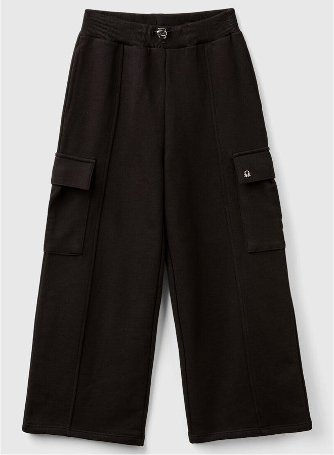 بينيتون بنطلون كارغو واسع للبنات - Image 4