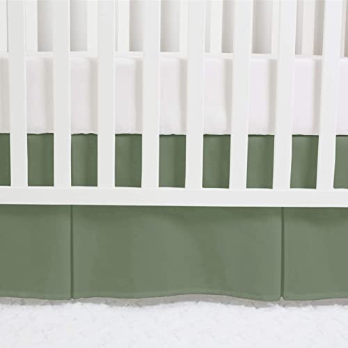 Linens Limited Box Pleated Crib Bed Skirt Premium 100% Cotton 800 Thread Count Nursery Crib Toddler Bedding Crib Bedskirt for Baby Boys or Baby Girls, (28" x 52") + 14" Drop Lenght - Sage Solid - Image 2
