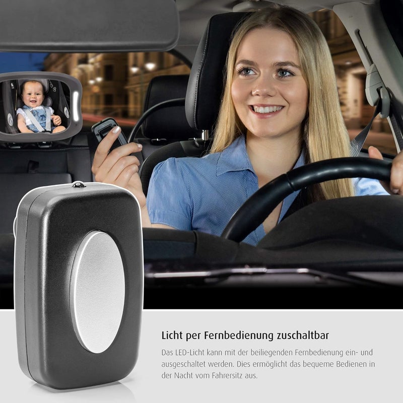 REER BabyView 86101 LED Car Safety Mirror  Your Baby in the Back Seat Always in View Grey - Image 4