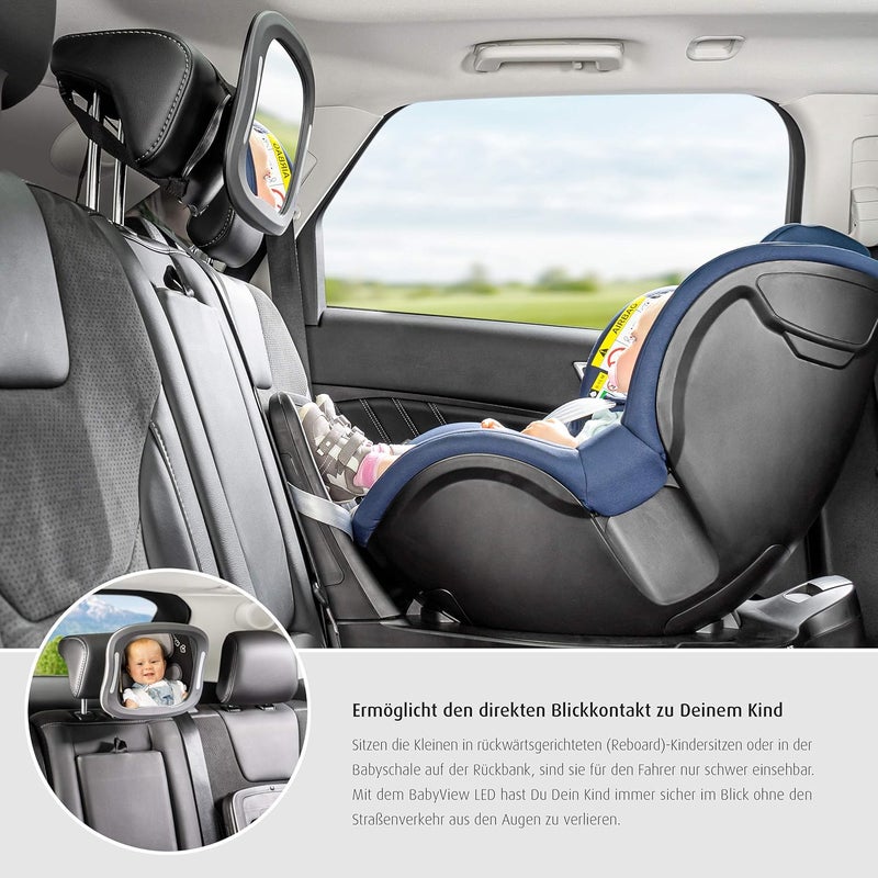 REER BabyView 86101 LED Car Safety Mirror  Your Baby in the Back Seat Always in View Grey - Image 5