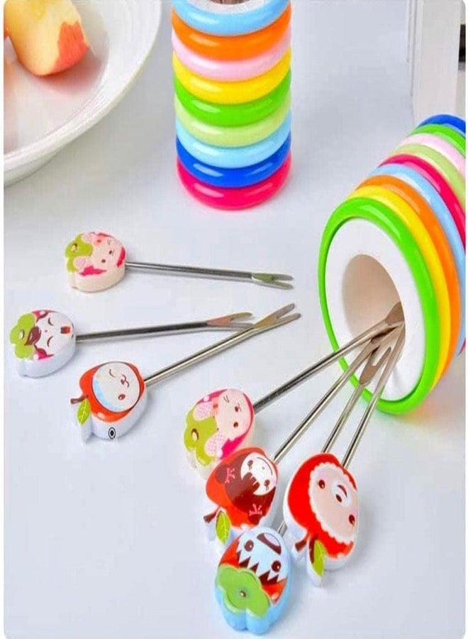 BriKSHi Colorful Mini Fruit Forks with Storage Cup – Stainless Steel Cocktail Picks for Appetizers, Desserts & Lunch Boxes (Set of 6) - Image 3