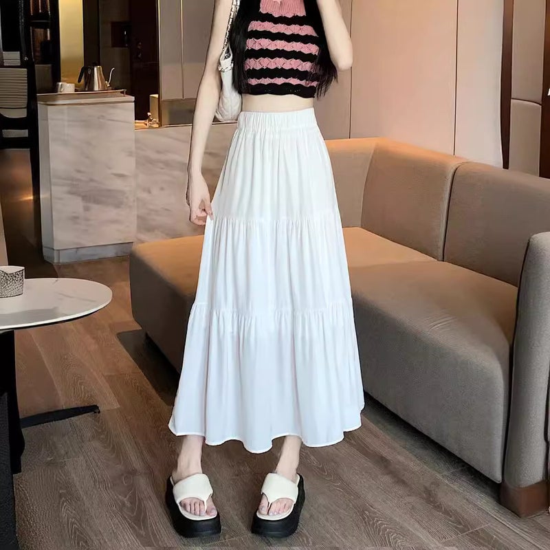 Black High Waist Pleated Skirt Women'S Spring Hip Covering Niche High-End Elegant Slim-Fit A- Line Long Skirt - Image 5