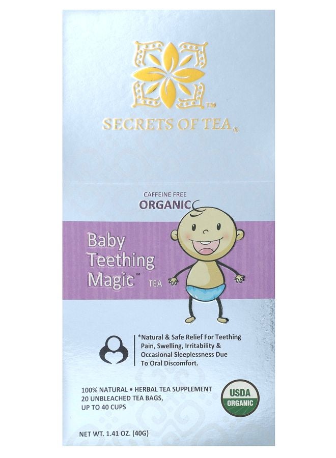 Organic Baby Teething Magic Tea Caffeine Free 20 Unbleached Tea Bags 1.41 Oz 40 G
