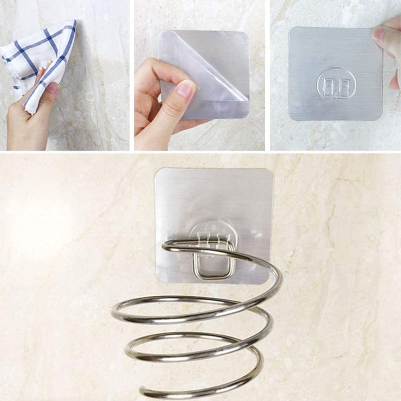 OLWICK ® Alloy Steel Self Adhesive Hair Dryer Holder, Punch-Free Hair Dryer Stand for Bathroom Hotel Living Room Barbershop, Pack of 1 (Silver) - Image 3