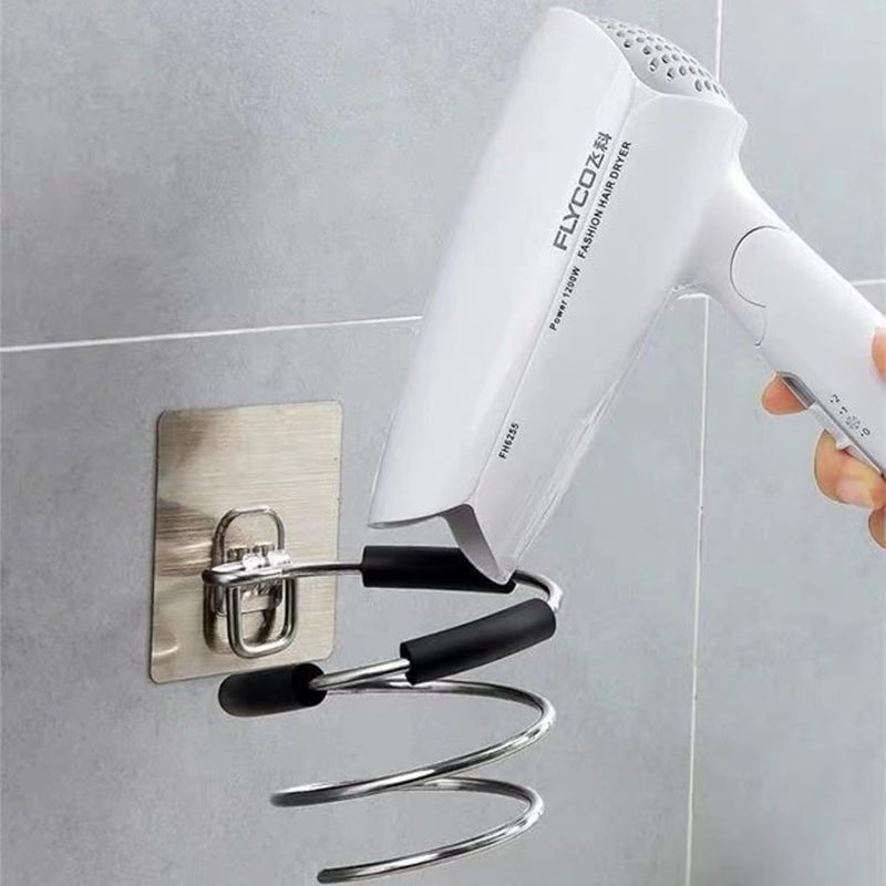OLWICK ® Alloy Steel Self Adhesive Hair Dryer Holder, Punch-Free Hair Dryer Stand for Bathroom Hotel Living Room Barbershop, Pack of 1 (Silver) - Image 5