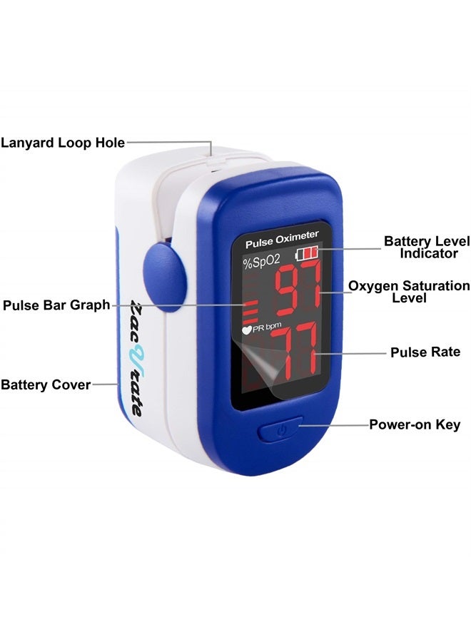 Zacurate 500BL Fingertip Pulse Oximeter Blood Oxygen Saturation Monitor with Batteries Included - Navy Blue - Image 2